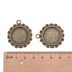 Vintage Flat Round Alloy Pendant Cabochon Settings&nbsp;PALLOY-N0088-66AB-NF