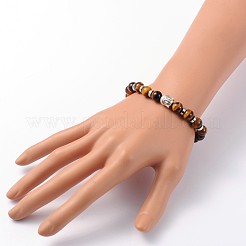 Buddha Head Gemstone Beaded Stretch Bracelets&nbsp;BJEW-JB01864-05