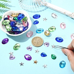 60Pcs 15 Styles Acrylic Rhinestone Flat Back Cabochons&nbsp;GACR-YW0001-05A