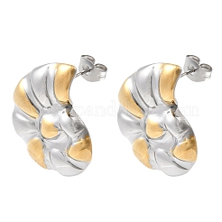 304 Stainless Steel Two Tone Conch Stud Earrings&nbsp;EJEW-D343-01GP