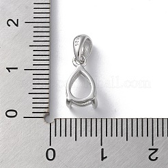Rhodium Plated Rack Plating 925 Sterling Silver Pendants Cabochon Settings&nbsp;STER-NH0001-49D-P
