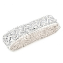 10 Yards Polyester Embroidery Lace Ribbon with Paillette&nbsp;PW-WG94215-04