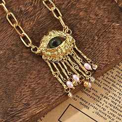 Alloy Rhinestone Evil Eye Pendant Necklaces&nbsp;NJEW-A037-01G