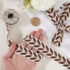 3 Yards Polyester Leaf Jacquard Ribbons&nbsp;SRIB-WH20020-020D