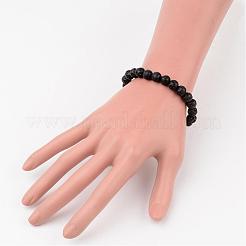Natural Lava Rock Round Beaded Stretch Bracelets&nbsp;BJEW-JB02263
