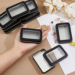 Tinplate Storage Box with Clear Window&nbsp;CON-WH0099-23EB
