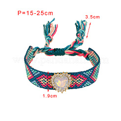 Adjustable Heart Cotton & Alloy Rhinestone Slider Bracelets&nbsp;FS-WGF98DD-01