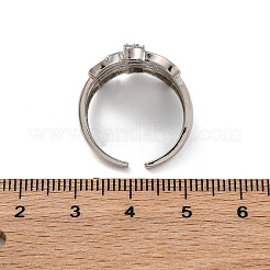 Brass Micro Pave Clear Cubic Zirconia Cuff Finger Rings&nbsp;RJEW-G337-34P