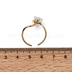 304 Stainless Steel Cubic Zirconia Cuff Open Rings&nbsp;SA-CBA54F2-03B-G