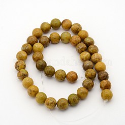 Natural Larderite Shoushan Tianhuang Stone Round Bead Strands&nbsp;G-E252-26-8mm