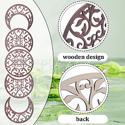Wooden Moon Phase Decor Wall Decorations Set&nbsp;AJEW-WH0258-790A