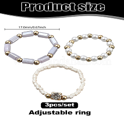 3Pcs Acrylic & Plastic Pearl Finger Rings Set&nbsp;RJEW-LP0003-59B