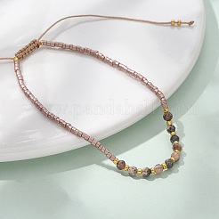 2mm Faceted Natural Rhodonite Beaded Braided Adjustable Bracelets for Women&nbsp;PF2854-3