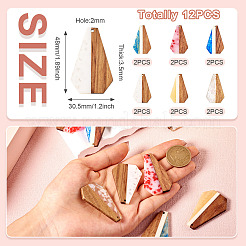 12Pcs 6 Colors Opaque Resin & Walnut Pendants&nbsp;RESI-TA0003-41