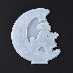Halloween Theme DIY Moon with Witch Display Decoration Silicone Molds&nbsp;DIY-G058-E01