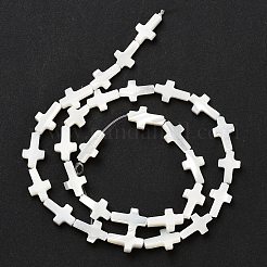 Natural White Mother of Pearl Shell Cross Beads Strands&nbsp;X-SSHEL-F0812C