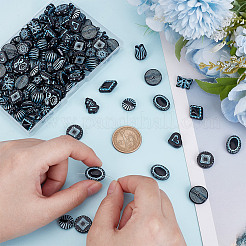 150Pcs 15 Styles Prussian Blue Opaque Acrylic Beads&nbsp;OACR-AR0001-31