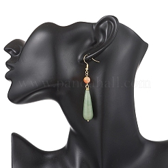 Natural Green Aventurine Teardrop Dangle Earrings&nbsp;EJEW-JE06848-01