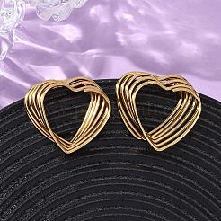 304 Stainless Steel Multilayer Heart Stud Earrings&nbsp;EJEW-L304-06G