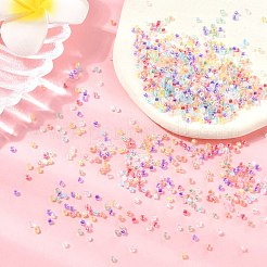 120G 10 Colors Transparent Colours Rainbow Plated Round Hole Glass Bugle Beads&nbsp;SEED-CJ0001-27