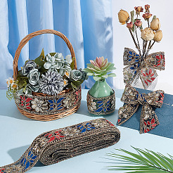 10 Yards Polyester Embroidery Flower Ribbons&nbsp;OCOR-WH0092-28