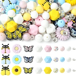 25Pcs 8 Styles Silicone & 15Pcs Iron Grade A Crystal Rhinestone Spacer Beads Findings Kits&nbsp;SIL-YW0002-67A