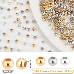 300Pcs 3 Colors Rack Plating and PVD Vacuum Plating Brass Round Spacer Beads&nbsp;KK-FH0003-54