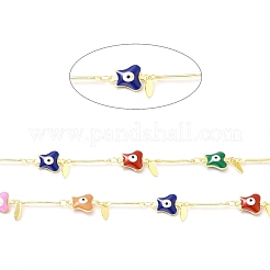 Handmade Eco-friendly Brass Enamel Butterfly with Evil Eye Link Chain&nbsp;CHC-I045-19G