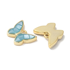 Rack Plating Brass & Shell Butterfly Charms with Epoxy Resin&nbsp;KK-K380-02G