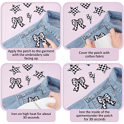 22Pcs 4 Styles Black and White Tartan Pattern Polyester Computerized Embroidery Cloth Iron on/Sew on Patches&nbsp;PATC-GA0001-75