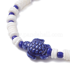 2Pcs Tortoise Handmade Porcelain & Glass Seed Beaded Bracelet Sets&nbsp;BJEW-JB12654