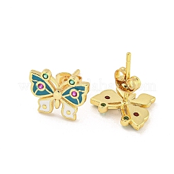 Butterfly Real 18K Gold Plated Brass Stud Earrings&nbsp;EJEW-L269-095G-01