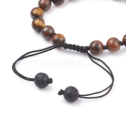 8mm Round Natural Tiger Eye Braided Beads Bracelet&nbsp;BJEW-JB07083-01