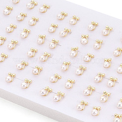 Brass & Natural Pearl Stud Earrings&nbsp;PEAR-N020-WX06