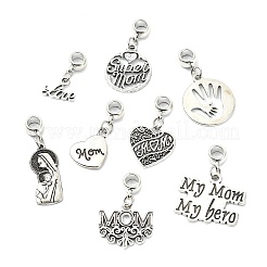 80Pcs 8 Style Alloy European Dangle Charms&nbsp;PALLOY-CJ00192