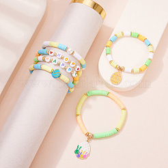 6Pcs 6 Styles Easter Alloy Enamel Charm Bracelets&nbsp;FS-WG44852-01
