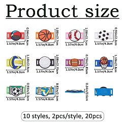 20Pcs 10 Styles Sports Ball PVC Detachable Shoelace Decorative Buckle&nbsp;PVC-FH0001-02