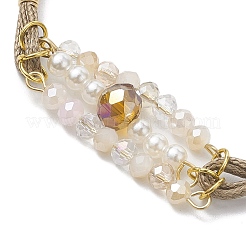 Glass & ABS Plastic Imitation Pearl Link Bracelets&nbsp;BJEW-JB10425