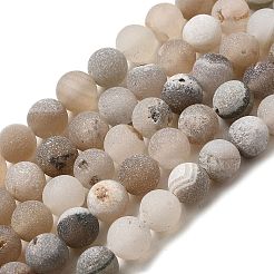 Natural Druzy Agate Beads Strands&nbsp;G-Z098-A01-8mm