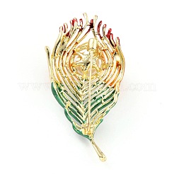 Feather Alloy Brooch with Resin Pearl&nbsp;JEWB-O009-10