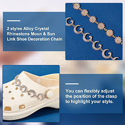 1 Set Alloy Crystal Rhinestone Moon & Sun Link Shoe Decoration Chain&nbsp;FIND-PH0009-94