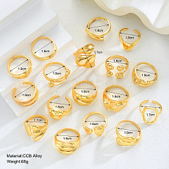 Alloy Mixed Shapes Cuff Open Rings Sets for Women&nbsp;WG69060-01
