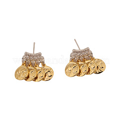 Brass Micro Pave Clear Cubic Zirconia Stud Dangle Earrings for Women&nbsp;WG245F2-01