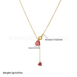 304 Stainless Steel Ruby Rhinestone Heart Lariat Necklaces&nbsp;WGB7D9D-01