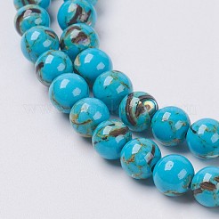 Sea Shell and Synthetic Turquoise Assembled Beads Strands&nbsp;G-G758-04-6mm