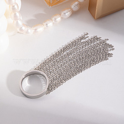 Exaggerated Fringe Stainless Steel Finger Rings with Simple Tassel Chain for Women&nbsp;EO0364
