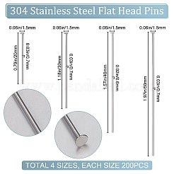 800Pcs 4 Styles 304 Stainless Steel Flat Head Pins&nbsp;STAS-BBC0003-10