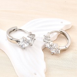 Brass Micro Pave Clear Cubic Zirconia Hoop Earrings&nbsp;EJEW-Z121-06P