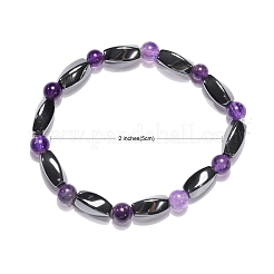 Round Natural Amethyst Stretch Bracelets&nbsp;X-BJEW-G072-10