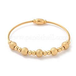 304 Stainless Steel Texture Bead Bangles&nbsp;BJEW-L610-18G